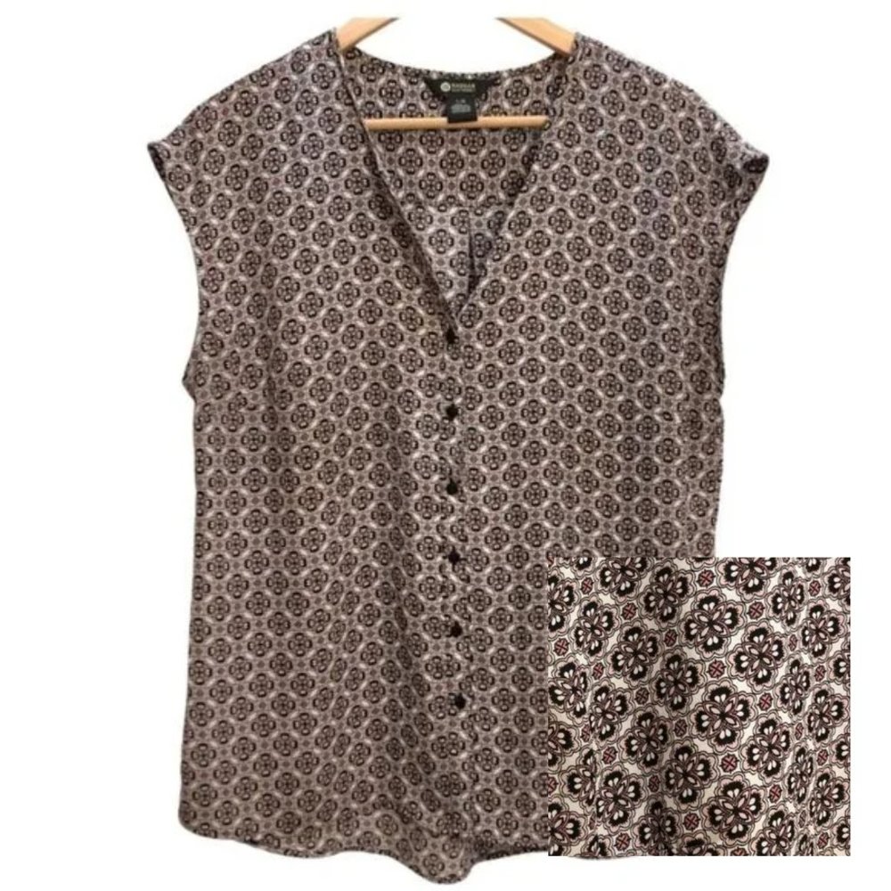 Haggar Women's Large Silky Button Down Blouse